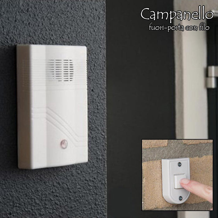 Campanello fuoriporta a batterie con 12 melodie bianco First Alarm