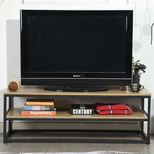 Mobile TV Televisore Legno Metallo Libreria 2 Ripiani Design Moderno Industriale