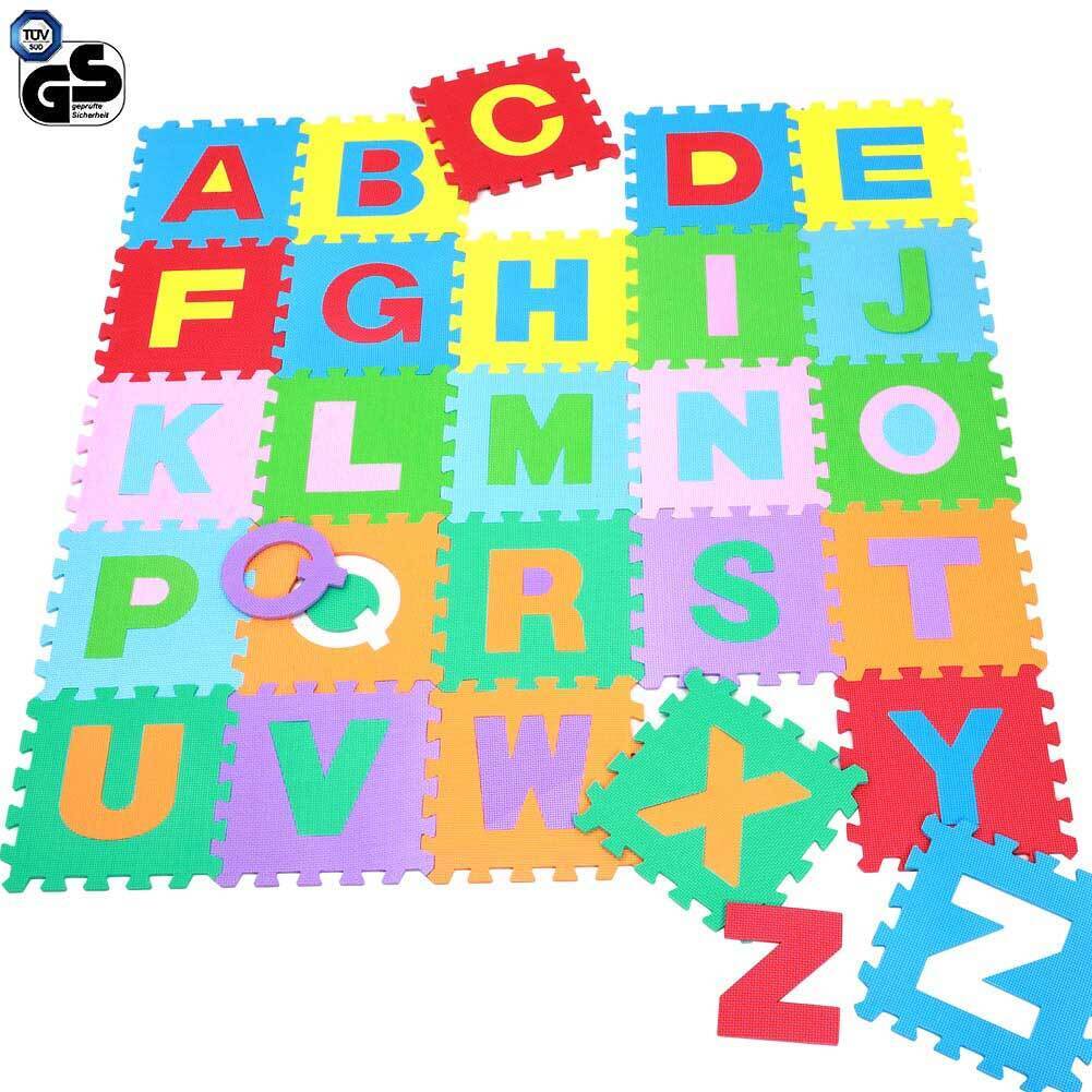 Tappeto Puzzle per Bambini Set 60 Pezzi Gioco Tappetino Lettere Alfabeto Gomma