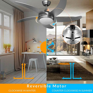 Ventilatore da Soffitto 5 Pale Legno con Lampada e Telecomando Diametro 132cm