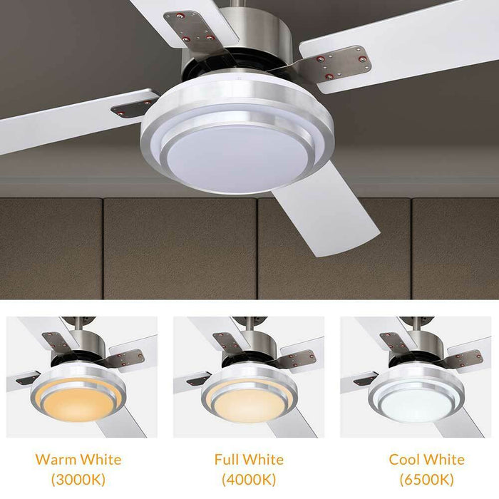 Ventilatore da Soffitto 4 Pale Legno con Lampada Luce LED e Telecomando 130 cm