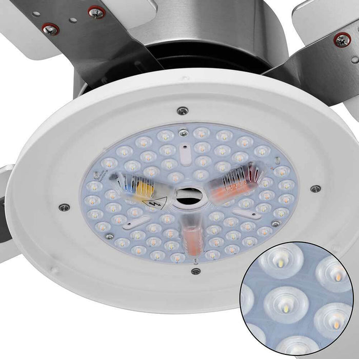 Ventilatore da Soffitto 4 Pale Legno con Lampada Luce LED e Telecomando 130 cm