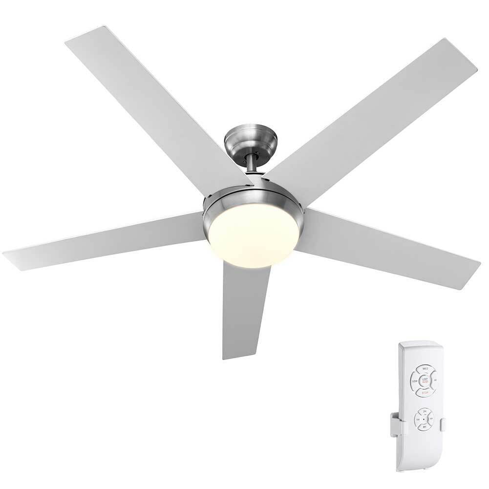 Ventilatore da Soffitto 5 Pale Legno con Lampada Luce LED e Telecomando 132cm