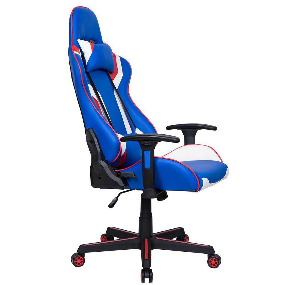 Sedia Poltrona Gaming Scrivania Ufficio Casa Reclinabile Girevole Direzionale colore Blu