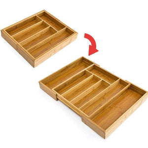 Portaposate Estensibile da Cassetto Cucina Porta Posate in Legno Bambu 33x29cm