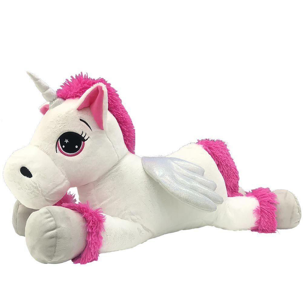 Peluche Unicorno Gigante XL 80cm Cavallo Pupazzo Giocattolo Bambini Bianco Grigi