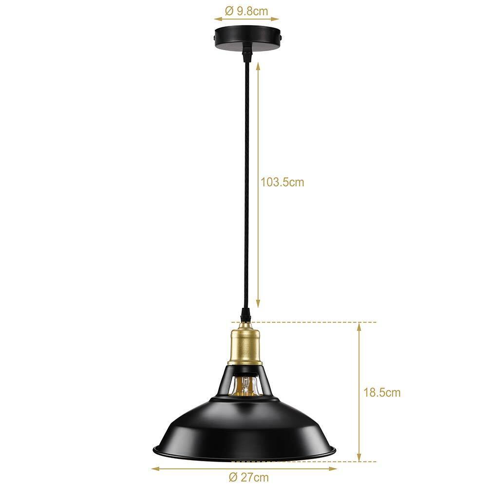 Coppia Lampadari Sospensione Moderno Design Industriale Lampada Metallo Nero Oro