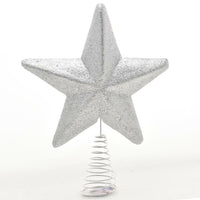 Puntale Forma Stella Argento con Glitter Altezza 30cm Decorazione Albero Natale