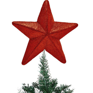 Puntale Forma Stella Rosso con Glitter Altezza 30cm Decorazione Albero di Natale