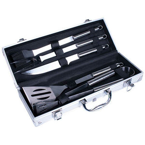 Set Valigetta Accessori Utensili Barbecue BBQ Forchettone Pinza Spatola Coltello