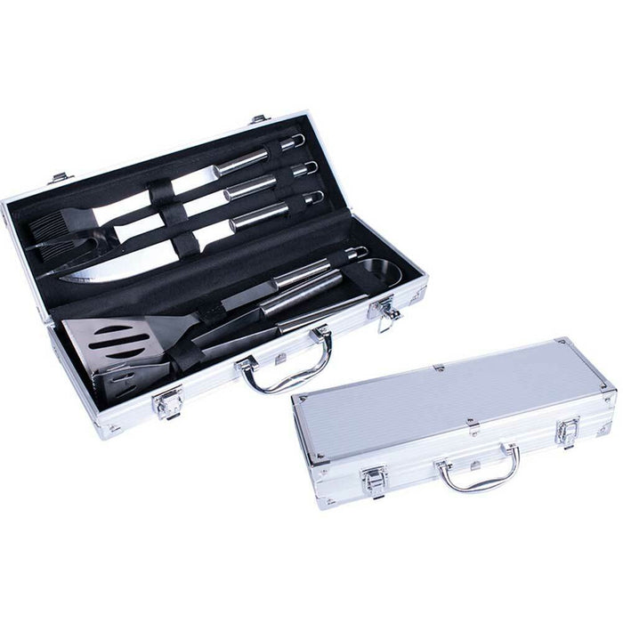 Set Valigetta Accessori Utensili Barbecue BBQ Forchettone Pinza Spatola Coltello