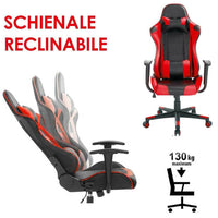 Sedia Poltrona Gaming Scrivania Ufficio Casa Reclinabile Girevole Direzionale Red