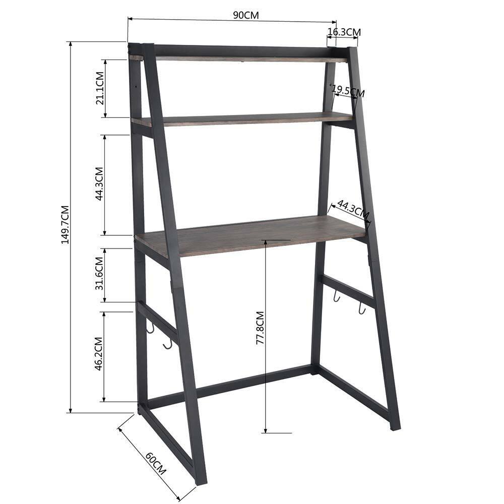 Scrivania Tavolo Porta Pc Computer Legno e Metallo 90x60x150 Casa Ufficio Nero