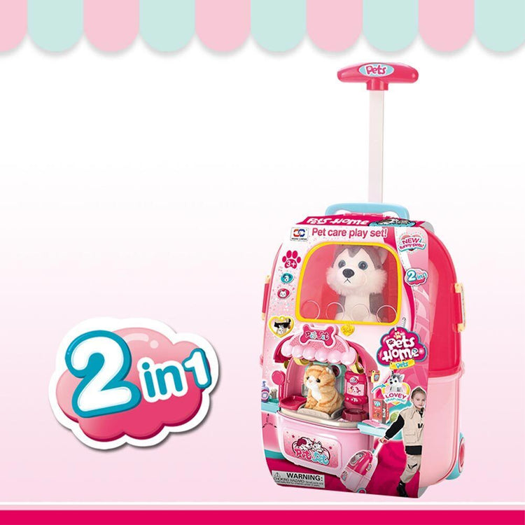 Centro Veterinario Trolley Giocattolo Cane Gioco Kit Cura Animali Accessori 2in1