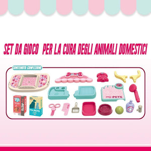 Centro Veterinario Trolley Giocattolo Cane Gioco Kit Cura Animali Accessori 2in1