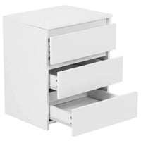 Comodino Mobiletto Cassettiera 3 Cassetti Design Moderno in legno Melamin Bianco