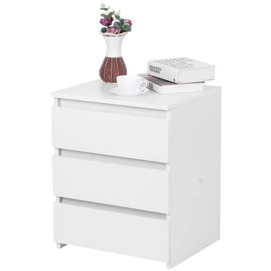 Comodino Mobiletto Cassettiera 3 Cassetti Design Moderno in legno Melamin Bianco