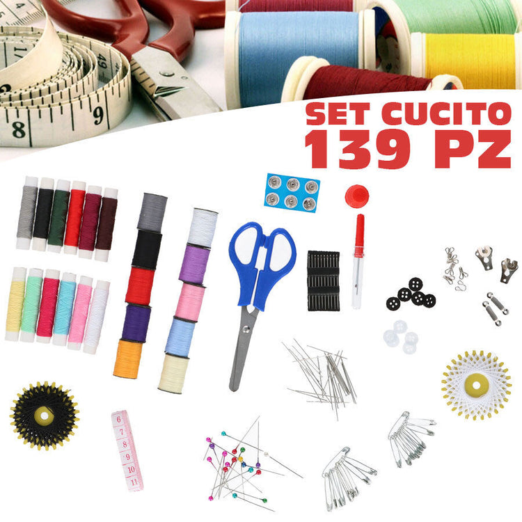 Set Per Cucito 139pz Accessori Sartoria Set Da Viaggio Kit Emergenza Per Cucire