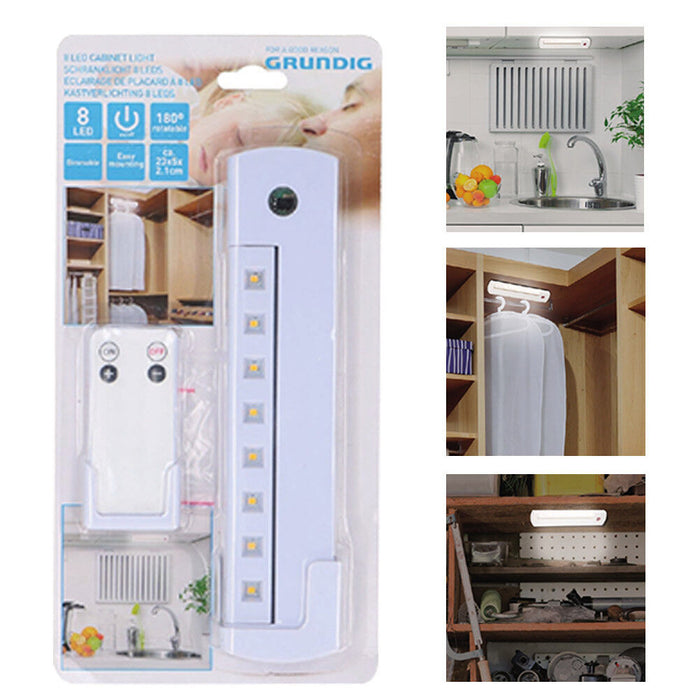 Lampada Faretto 8 LED + Telecomando Wireless Luce Notte Armadio Mobili Grundig