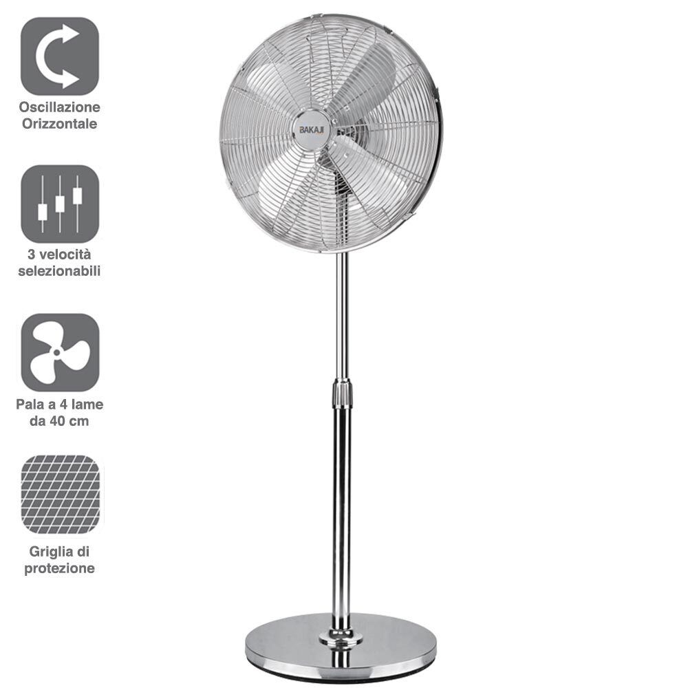 Ventilatore Colonna Piantana in Acciaio Inox 50W 40cm 3 Velocita Regolabile