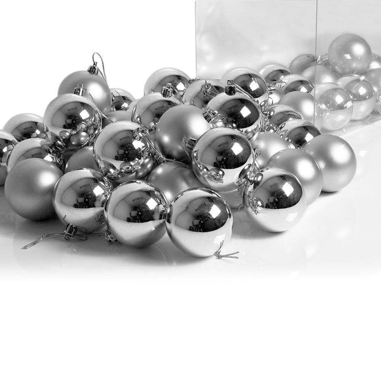 Confezione 54 Palline Di Natale Colore Silver Diametro 6 Cm Addobbo Natalizio