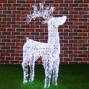 Renna Natalizia Luminosa 3D in Cristalli Acrilici 200 LED Bianco Freddo H. 90 cm