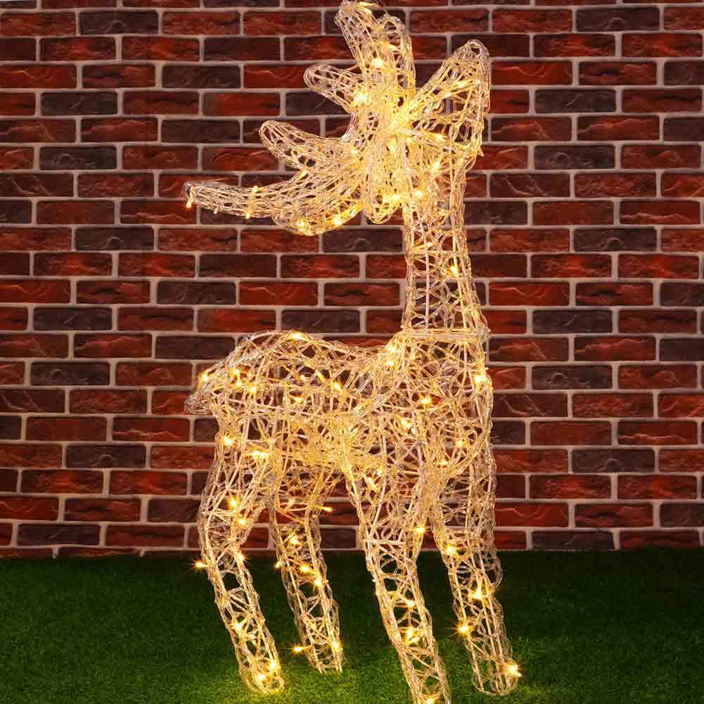 Renna Natalizia Luminosa per Esterno 120 LED Bianco Caldo Addobbi 3D Natale