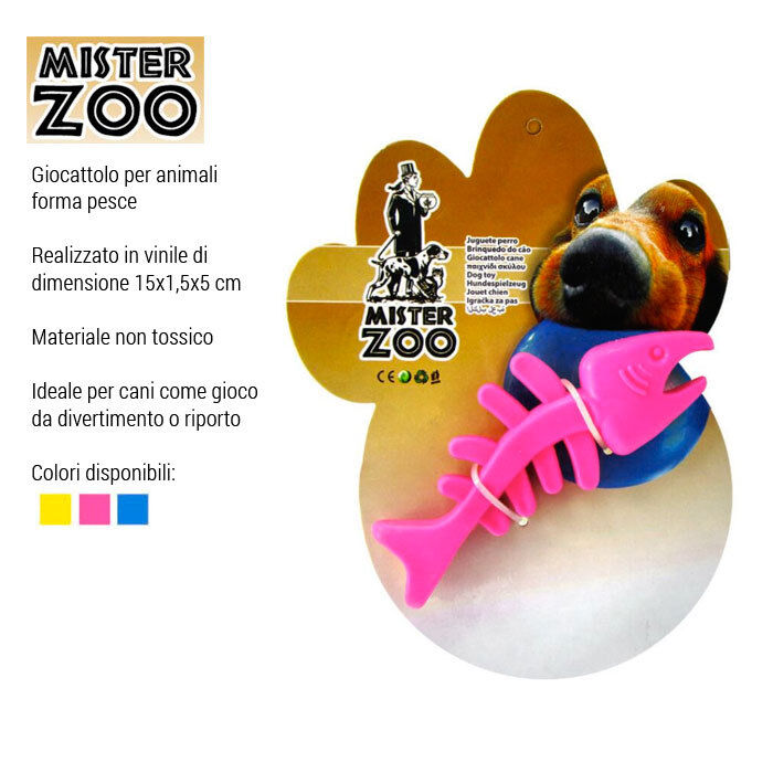 Giocattolo per Cani Animali Pet Forma Pesce In Vinile 15x1,5x5 cm Vari Colori