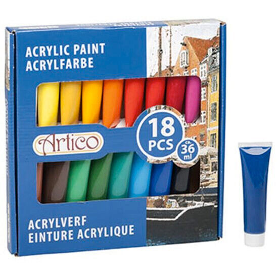 Pittura Acrilica Vernice Set 18 Pezzi Tubi Colori Assortiti Tubo 36 ml Artico