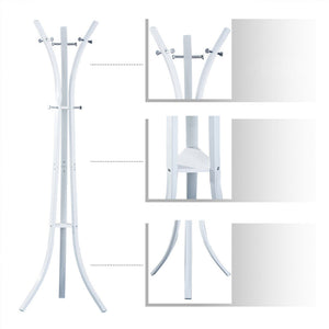 Attaccapanni Appendiabiti a Piantana Metallo 9 Ganci Colore Bianco 60x53x176cm