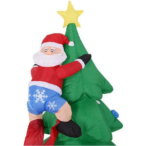 Gonfiabile Albero di Natale con Babbo Natale e Cane 180cm con Luci LED Esterno