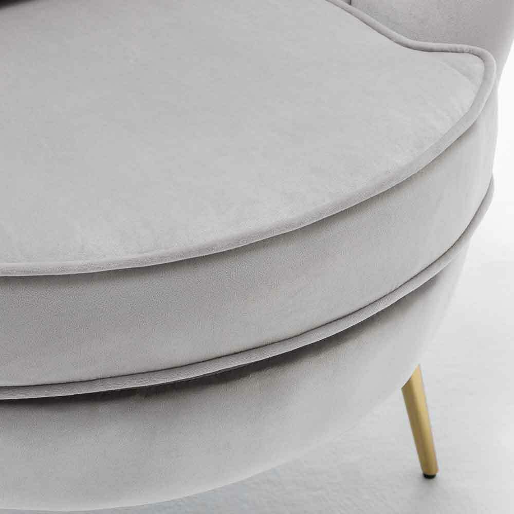 Poltrona Sedia Relax Tessuto Velluto e Metallo Imbottita Design Moderno Grigio