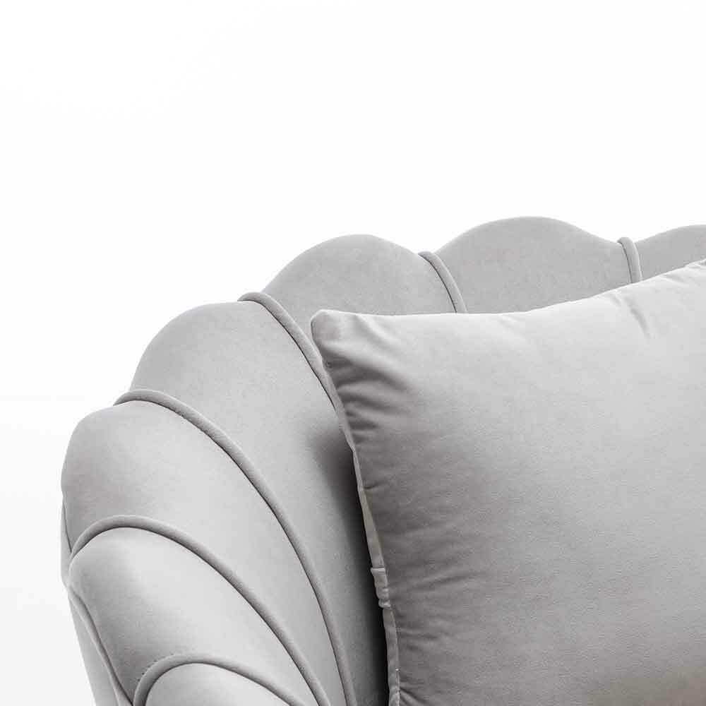 Poltrona Sedia Relax Tessuto Velluto e Metallo Imbottita Design Moderno Grigio