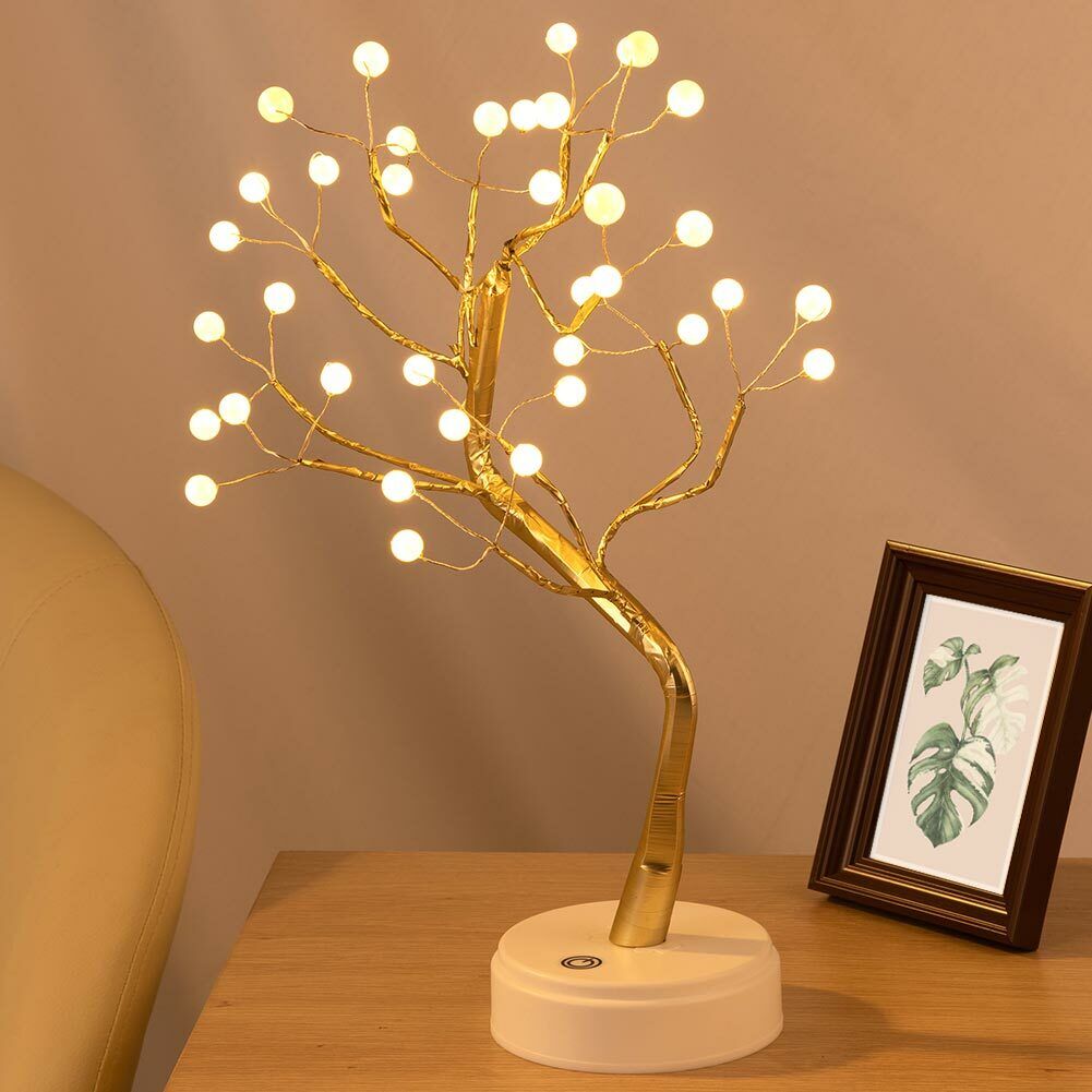 Lampada Tavolo Bonsai Albero 36 LED Luce Bianco Caldo Lume Moderno USB Batteria