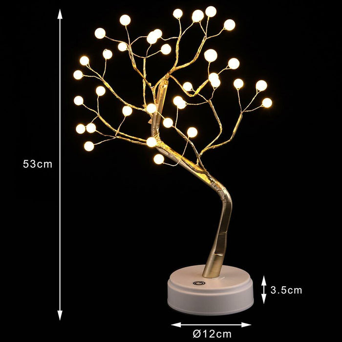 Lampada Tavolo Bonsai Albero 36 LED Luce Bianco Caldo Lume Moderno USB Batteria