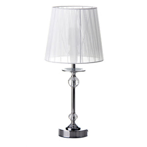 Lampada Da Tavolo Elegante In Metallo Con Paralume Acrilico Bianco Alta 42,5cm