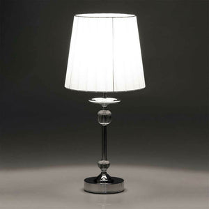 Lampada Da Tavolo Elegante In Metallo Con Paralume Acrilico Bianco Alta 42,5cm