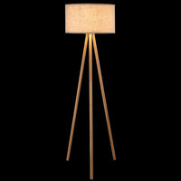 Lampada Piantana Terra Design Moderno in Legno Paralume Tessuto Luce E27 Beige