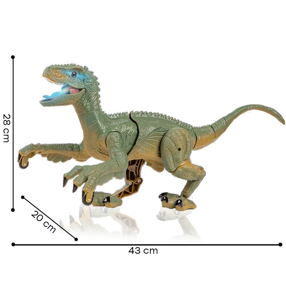 Dinosauro Telecomandato Giocattolo Velociraptor Ricaricabile Luce Led e Ruggito