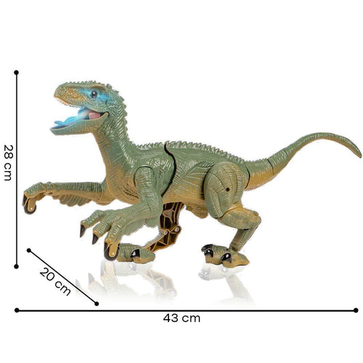 Dinosauro Telecomandato Giocattolo Velociraptor Ricaricabile Luce Led e Ruggito