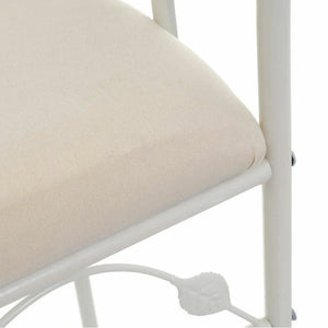 Panca Poggiapiedi Camera da Letto Pouf Sgabello Tessuto Metallo Bianco 68x64x30