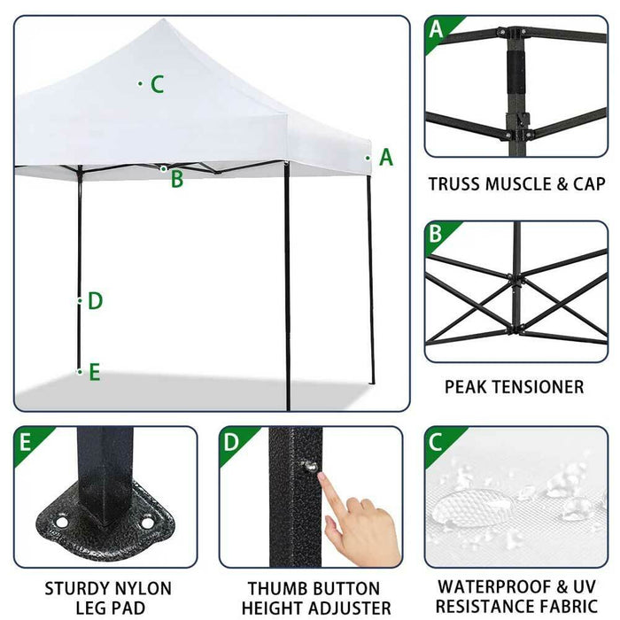 Gazebo 3x3 Pieghevole Impermeabile Richiudibile Fisarmonica Fiera mercato Bianco