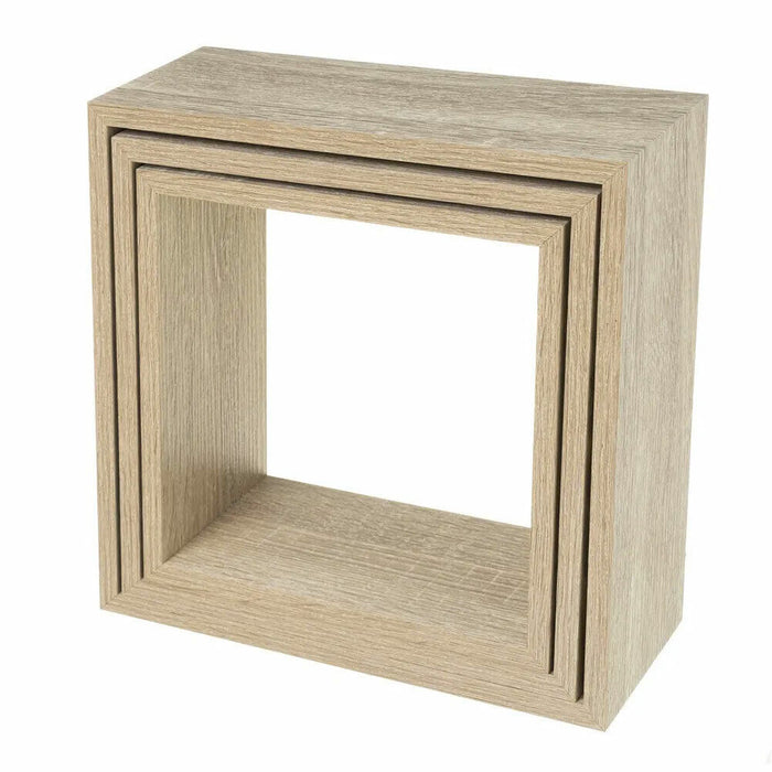 Set 3 Mensole da Parete Moderne Design Cubo Mensola Scaffale in Legno MDF Beige