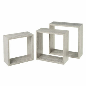 Set 3 Mensole da Parete Moderne Design Cubo Mensola Scaffale in Legno MDF colore Grigio