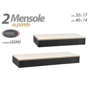 Set 2 Mensole Parete Rettangolare Mensola Scaffale Metallo e Legno 2 Misure