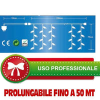 Tenda Cascata Luminosa Bianco Freddo 250 x 75 cm Prolungabile Fino a 50MT 126LED