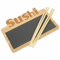 Set Sushi Cibo Giapponese 2 Persone Bacchette Legno Bamboo e Vassoio Ardesia 3pz