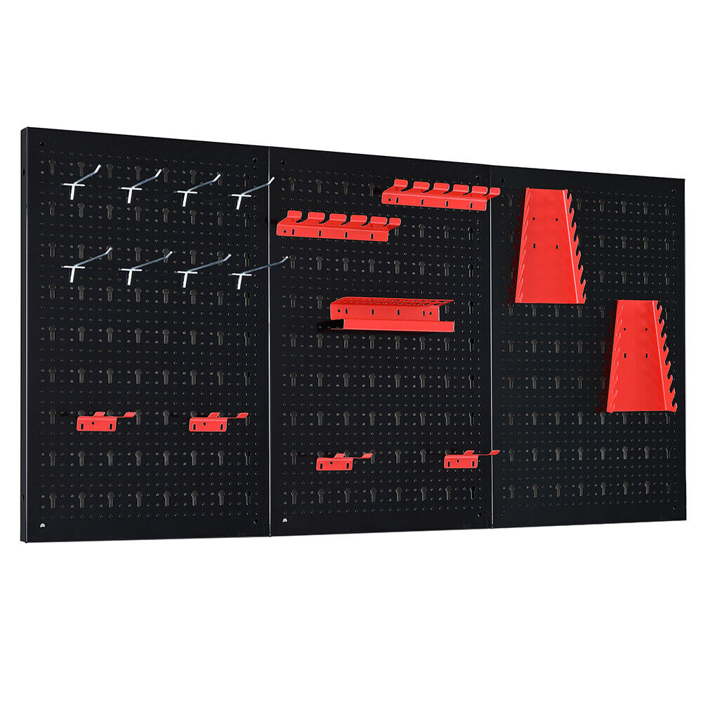 Pannello da Parete 17pz Portautensili Porta Attrezzi in Metallo Officina Garage