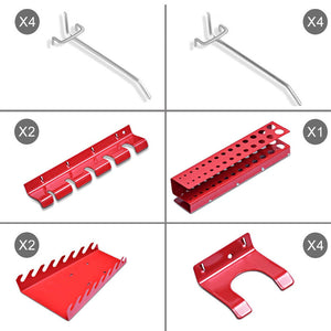 Pannello da Parete 17pz Portautensili Porta Attrezzi in Metallo Officina Garage