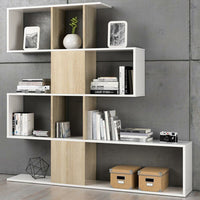 Libreria Design Moderna Scaffale 4 Ripiani 145x29x145 Casa Ufficio Bianco Rovere